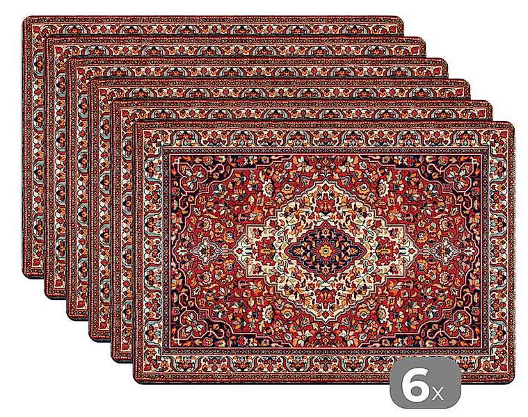 MuchoWow Platzset Persische Teppiche Druck - Teppiche - Muster - Rot, (6-St günstig online kaufen