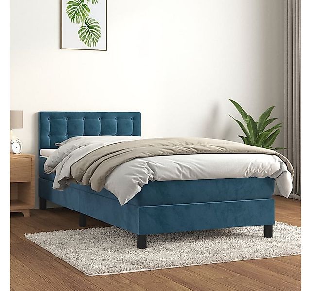 vidaXL Boxspringbett Boxspringbett mit Matratze Dunkelblau 100x200 cm Samt günstig online kaufen