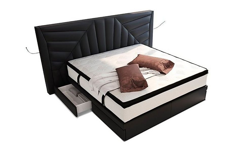Sofa Dreams Boxspringbett Boxspringbett Monaco Leder, mit Topper, mit Schub günstig online kaufen
