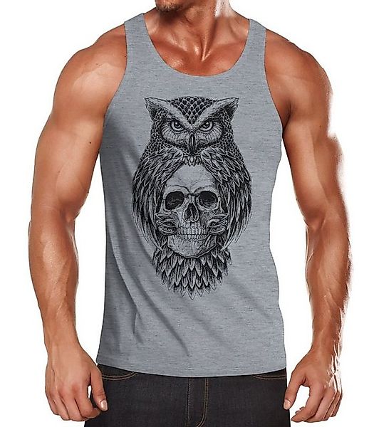 Neverless Tanktop Herren Tank-Top Eule Totenkopf Owl Skull Schädel Muskelsh günstig online kaufen