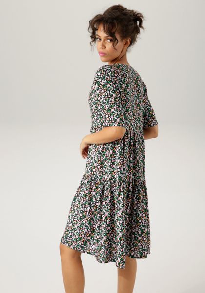 Aniston CASUAL Sommerkleid mit buntem Minimal-Blumendruck günstig online kaufen