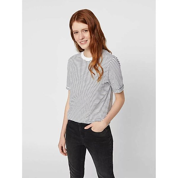 Pieces Ria Fold Up Kurzärmeliges T-shirt XS Bright White / Stripes Maritime günstig online kaufen