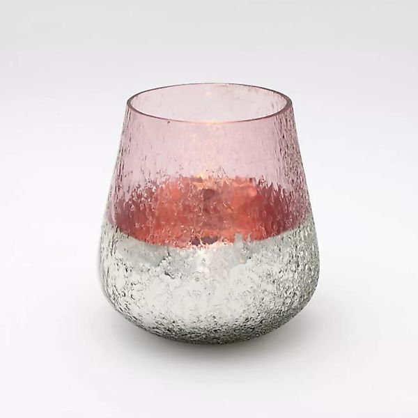 WINDLICHT Glas 15x15 cm von Werner Voss Rosa / Silber günstig online kaufen