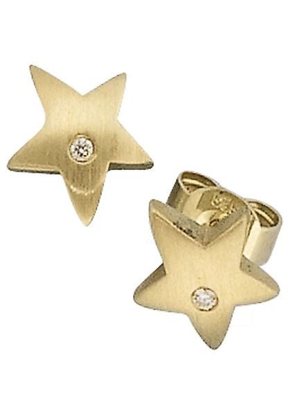 JOBO Paar Ohrstecker "Sterne", 585 Gold mit 2 Diamanten günstig online kaufen