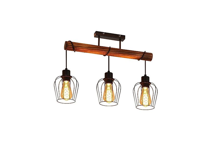 ZMH Deckenleuchte Whonzimmer 3 Flammig Schwarz-Holz Retro Deckenlampe Schla günstig online kaufen