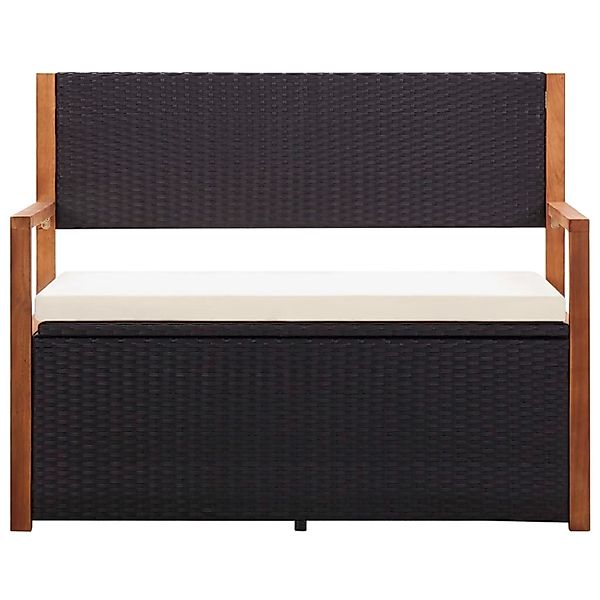 Bank Mit Stauraum 110 Cm Poly Rattan Massivholz Akazie Schwarz günstig online kaufen