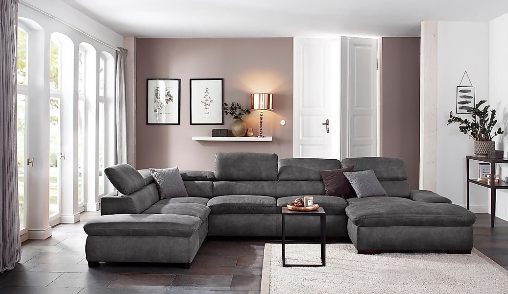 Home affaire Wohnlandschaft Alberto U-Form, mit günstig online kaufen