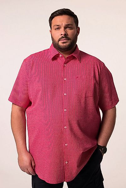 Men Plus Kurzarmhemd Karohemd Halbarm Kentkragen Seersucker Comfort Fit günstig online kaufen