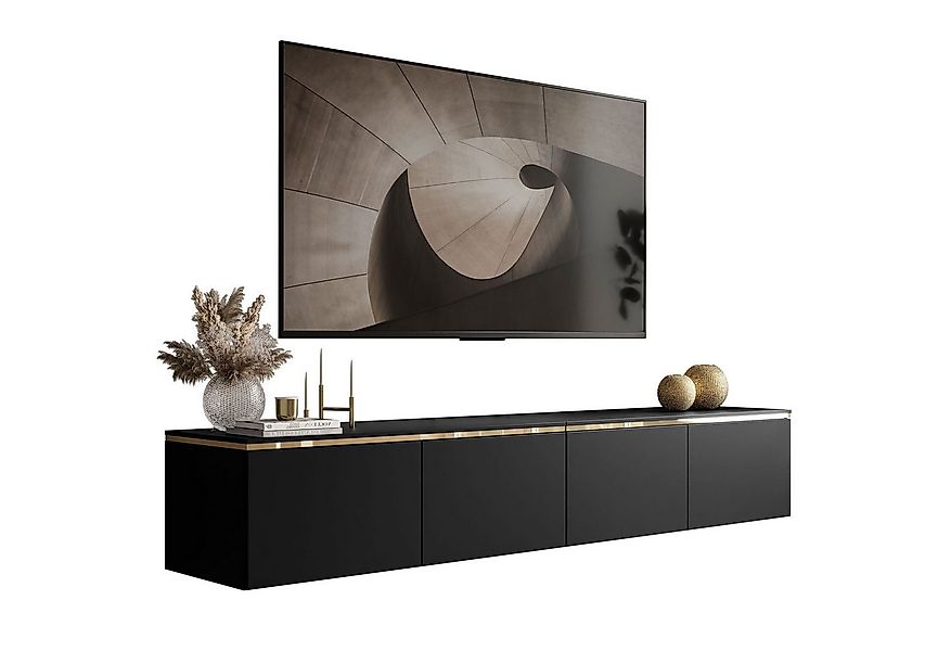 Lookway TV-Schrank CELINE Schwarz Matt Hängeschrank mit LED-Beleuchtung Bre günstig online kaufen