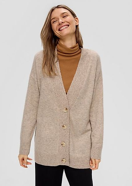 s.Oliver Strickjacke Long Cardigan aus Wollmix Rippblende günstig online kaufen