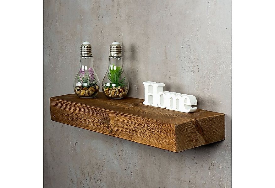 Levandeo® Wandregal, levandeo Wandregal Holz Massiv 60x20cm Nussbaum Farbig günstig online kaufen