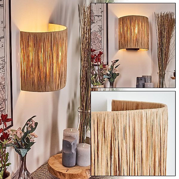 hofstein Wandleuchte Wandlampe aus Metall/Bast in günstig online kaufen