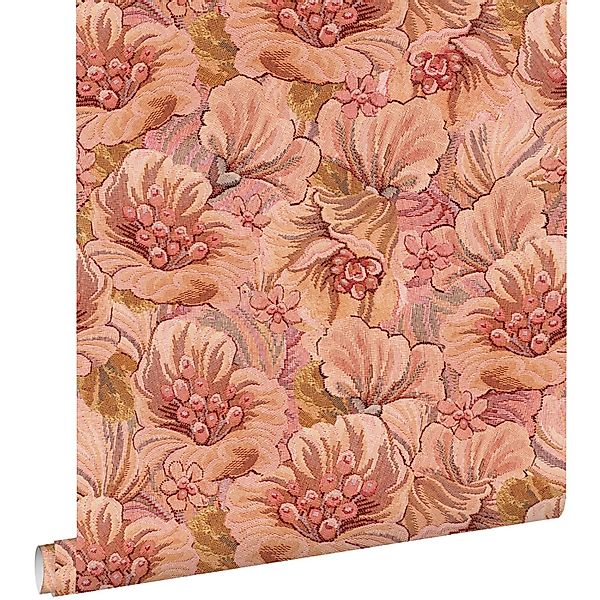 ESTAhome Tapete Blumenmuster Terrakottarosa 50 X 900 Cm 131294 günstig online kaufen