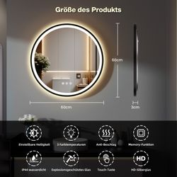 GIMBELEN Badspiegel LED-Badezimmer-Spiegel, dimmbar, Runder LED-Badezimmers günstig online kaufen