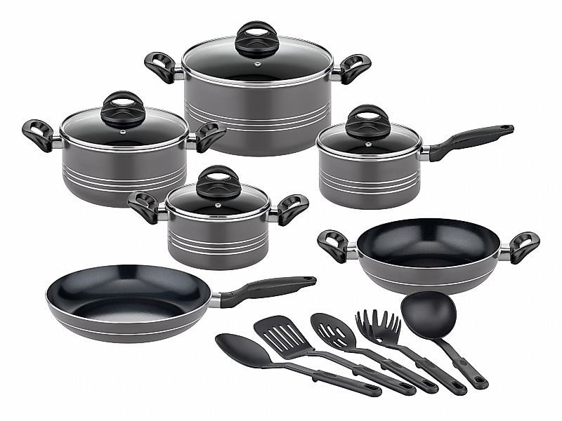 GSW Topf-Set »Milano Nero«, Aluminium, (Set, 15 tlg., je 1 Kochtopf 16/20/2 günstig online kaufen