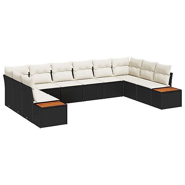 vidaXL Loungesofa 10-teiliges Garten Sofa Set mit Kissen Schwarz Poly Ratta günstig online kaufen