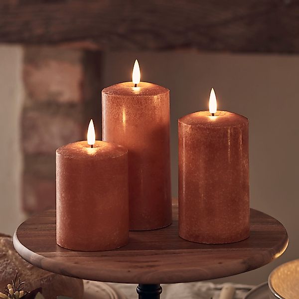 TruGlow® LED Kerzen Echtwachs Trio orange günstig online kaufen