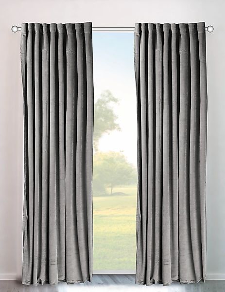my home Vorhang "Velvet uni" Multifunktionsband 2 Stk. tlg. Samt, 2-er Set, günstig online kaufen