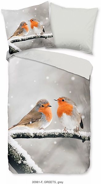 good morning Wendebettwäsche »Greets«, Biber, 135x200, Warm, Weich, Wendeop günstig online kaufen