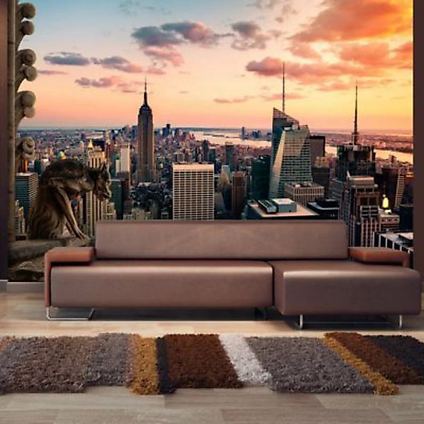 artgeist Fototapete New York: The skyscrapers and sunset mehrfarbig Gr. 400 günstig online kaufen