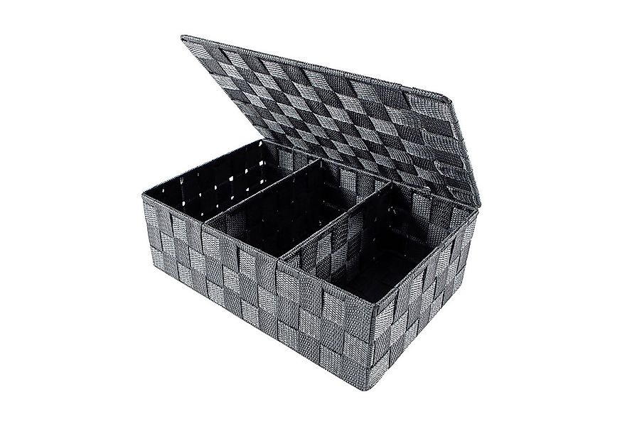 Kobolo Aufbewahrungskorb Regalkorb grau mit Deckel Nylon auf Metallrahmen günstig online kaufen