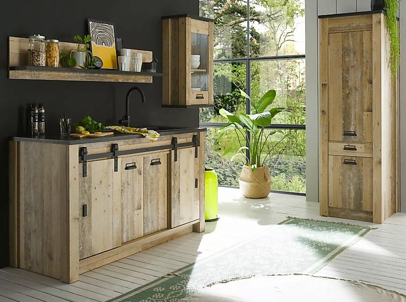 Furn.Design Küchenbuffet Stove (Küche in Used Wood, Set 4-teilig) mit Schwe günstig online kaufen