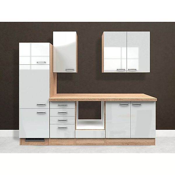 Flex-Well Exclusiv Küchenzeile Valero 270 cm ohne E-Geräte Hochglanz Weiß günstig online kaufen