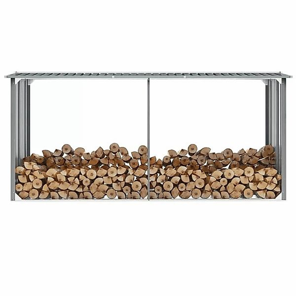 vidaXL Brennholzlager aus verzinktem Stahl 330 x 92 x 153 cm Grau günstig online kaufen
