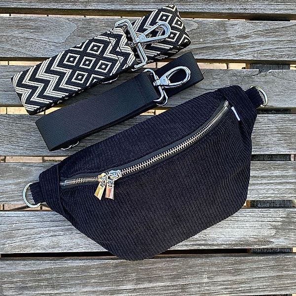 MAONI Bauchtasche Cord Schwarz mit zwei günstig online kaufen