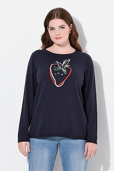 Ulla Popken Strickpullover Pullover Fruchtmotiv Rundhals Langarm Biobaumwol günstig online kaufen