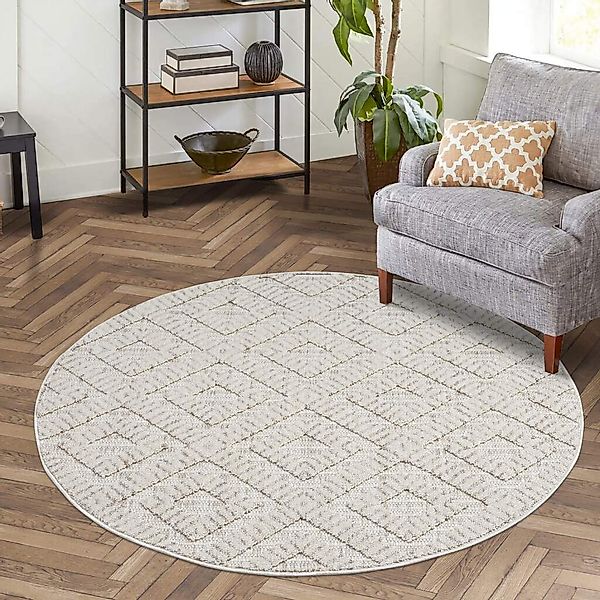 Carpet City Teppich "CLASICO 8927" rund 11 mm Höhe Kurzflor, Hochtief-Muste günstig online kaufen