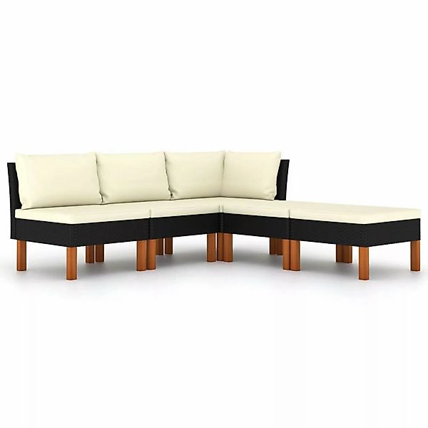 5-tlg. Garten-lounge-set Mit Kissen Poly Rattan Schwarz günstig online kaufen