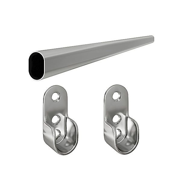 MS Beschläge Kleiderstange Garderobenstange verchromt 30x15mm günstig online kaufen