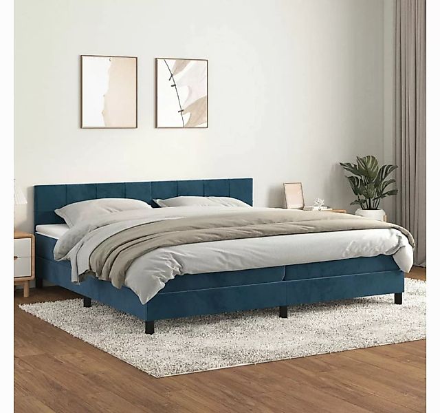 vidaXL Boxspringbett Boxspringbett mit Matratze Dunkelblau 200x200 cm Samt günstig online kaufen