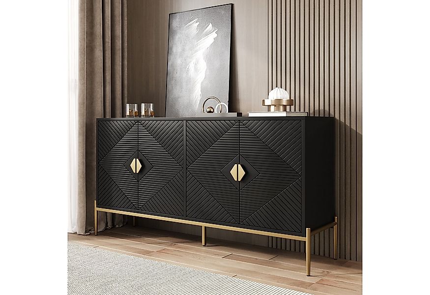 Merax Sideboard mit goldenen Metallbeinen (1 St., 162L x 40B x 80H(cm), Kom günstig online kaufen