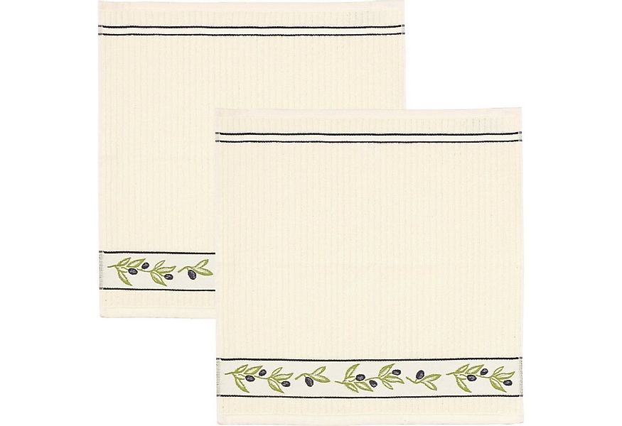 Kracht Geschirrtuch Frottier-Geschirrtuch "Olivenzweige" 2er-Pack, Baumwoll günstig online kaufen