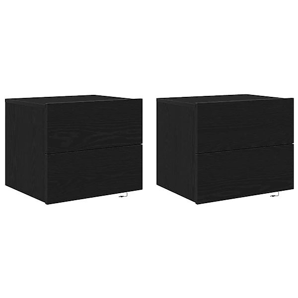 vidaXL Wandmontierter Nachtschrank mit Schubladen 2 Stk Schwarze Eiche 8630 günstig online kaufen
