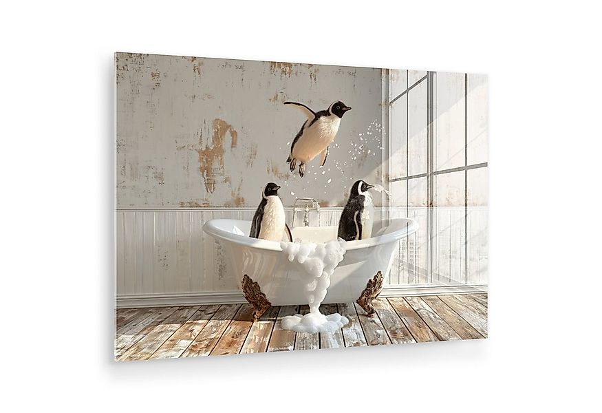 MuchoWow Acrylglasbild Vintage - Pinguin - Badewanne - Schaumstoff, Inkl. A günstig online kaufen