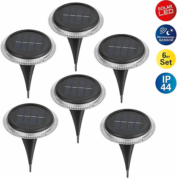 näve LED Solarleuchte "6er Set Solar-Boden-Erdspießleuchte" 1 Stk. Inkl. Dä günstig online kaufen