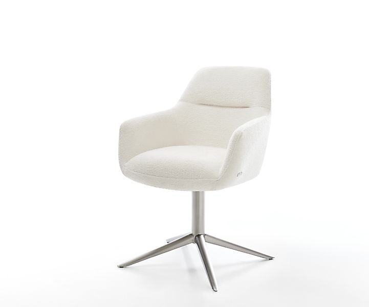 Drehstuhl Pejo-Flex Bouclé Soft Beige Fußkreuz Edelstahl 360° drehbar Wippf günstig online kaufen