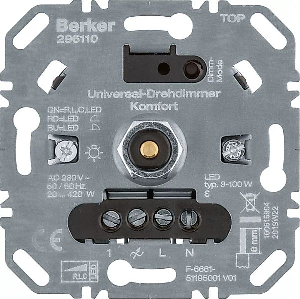 Berker Uni-Drehdimmer Komfort (R,L,C,LED), Softr. 296110 günstig online kaufen
