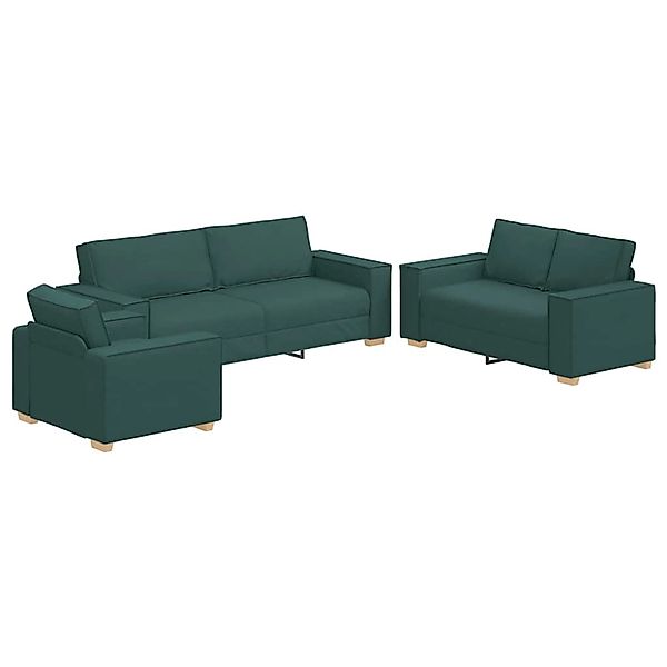 vidaXL Sofa-Set 3-Tlg Dunkelgrün Stoff 3324614 günstig online kaufen