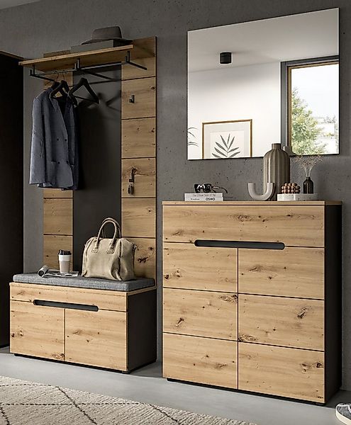 Inn.Furn Garderoben-Set Cooper, (Flurgarderobe in Eiche Artisan und Basalt günstig online kaufen