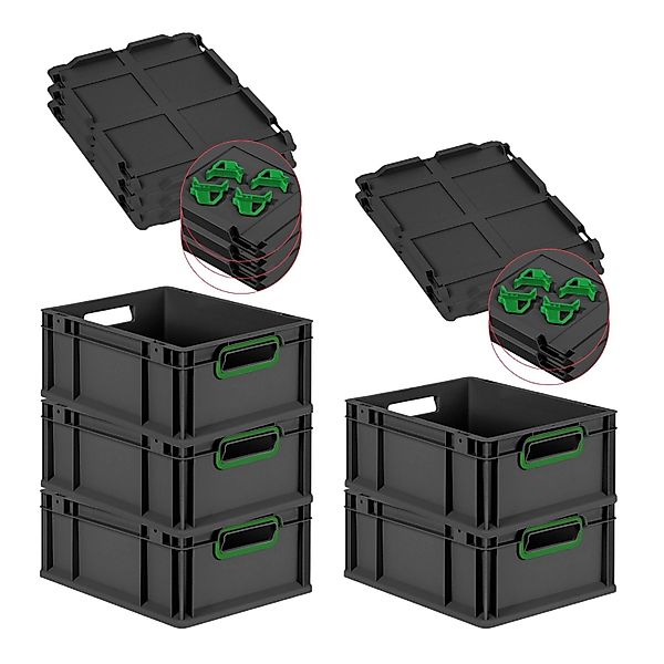 PROREGAL SparSet 5x Eurobox Nextgen Color Mit Auflagedeckel HxBxT 17x30x40c günstig online kaufen