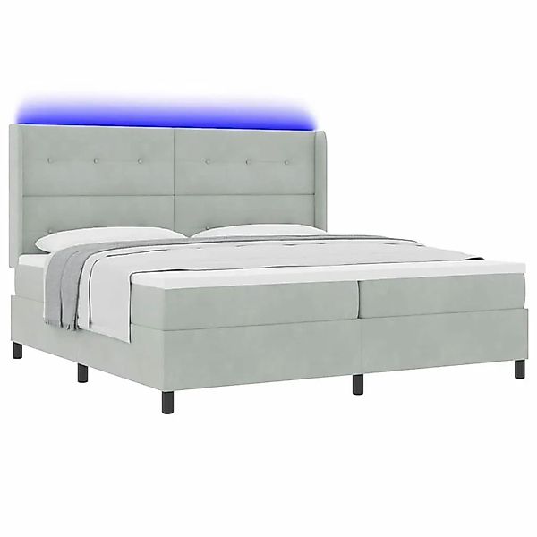 vidaXL Boxspringbett mit Matratze und LED Hellgrau 200 x 200 cm Samt 334388 günstig online kaufen