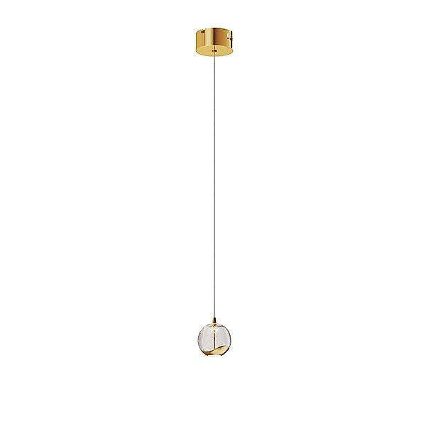 Lucande LED-Pendellampe Hayley, Ø 9 cm, goldfarben, Glas günstig online kaufen