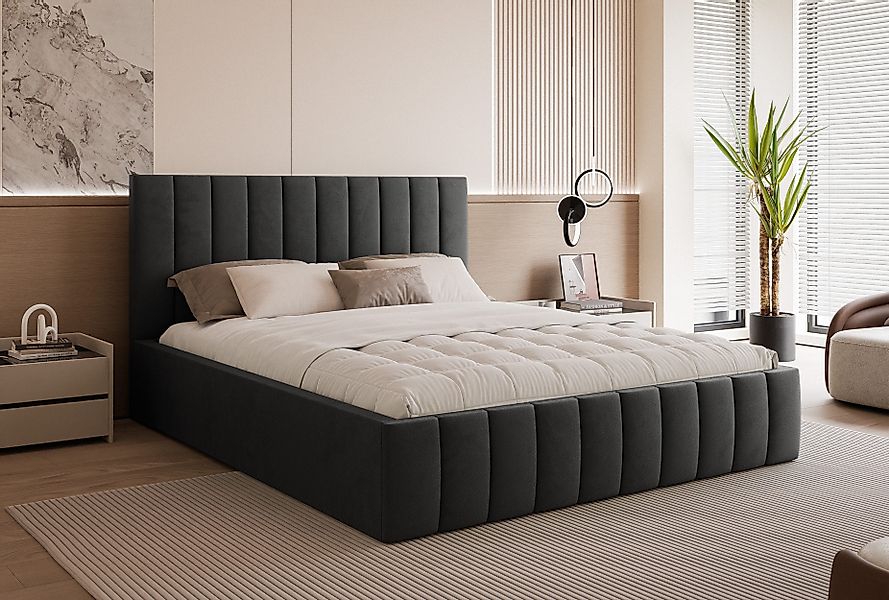 Goldstoff Polsterbett Elegantes Bett mit hohem günstig online kaufen