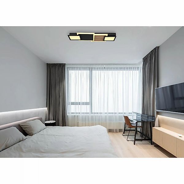 Globo LED-Deckenleuchte Caroline 1-flammig Schwarz matt 715 x 250 x 80 mm günstig online kaufen