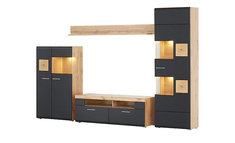 Wohnwand  Cortina ¦ schwarz ¦ Maße (cm): B: 325 H: 205 T: 47.0 Kommoden & S günstig online kaufen