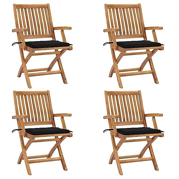 vidaXL Klappbare Gartenstühle mit Kissen 4 Stk Massivholz Teak 3072730 günstig online kaufen